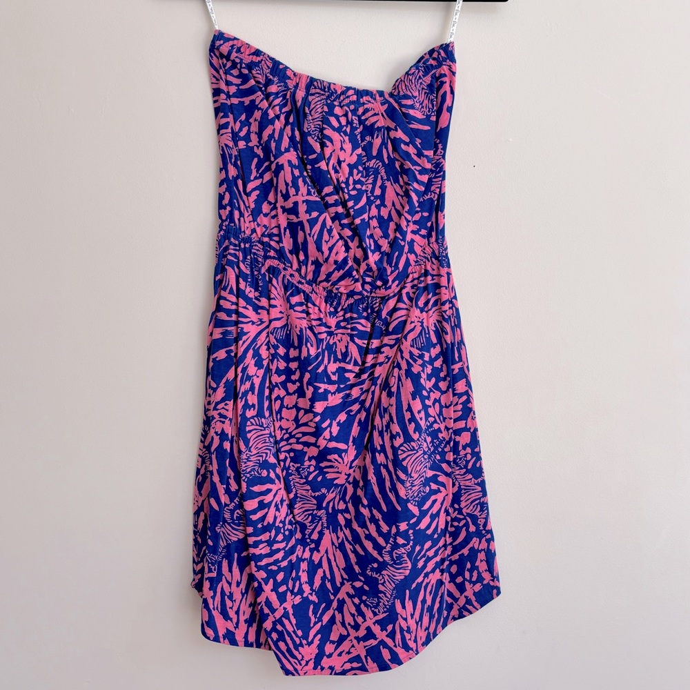 EUC, Lilly Pulitzer, Pink and Blue Strapless Dress, women's S
